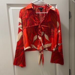 Rachel Zoe Red and Cream Floral Blouse